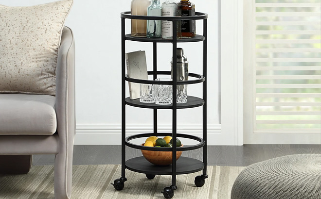 Mainstays 3 Tier Rolling Round Kitchen Storage Bar Cart