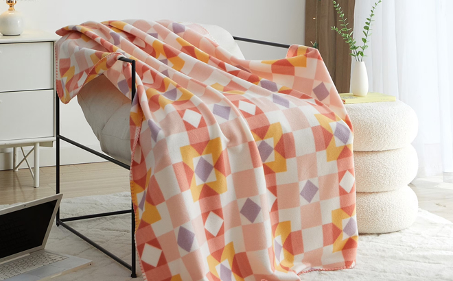 Mainstays Cozy Fleece Throw Blanket in Geometric Design