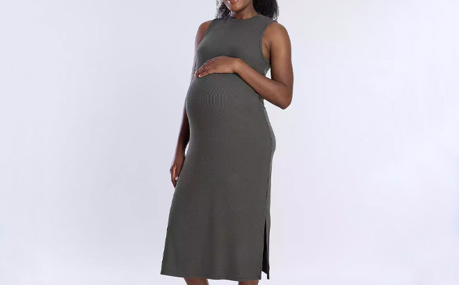 Maternity Motherhood Rib Knit Midi Dress