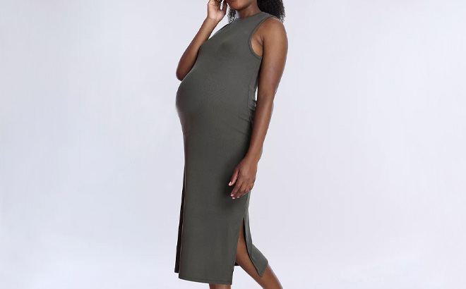 Maternity Rib Knit Midi Dress