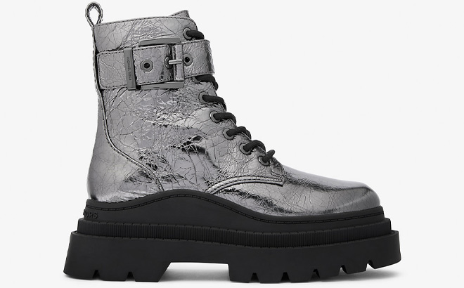 Michael Kors Colby Crackled Metallic Leather Combat Boot Michael Kors Colby Crackled Metallic Leather Combat Boot