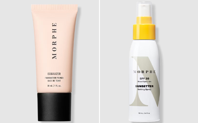 Morphe Equalizer Soft Focus Foundation Primer and Sunsetter SPF 30 High Protection Broad Spectrum Setting Spray