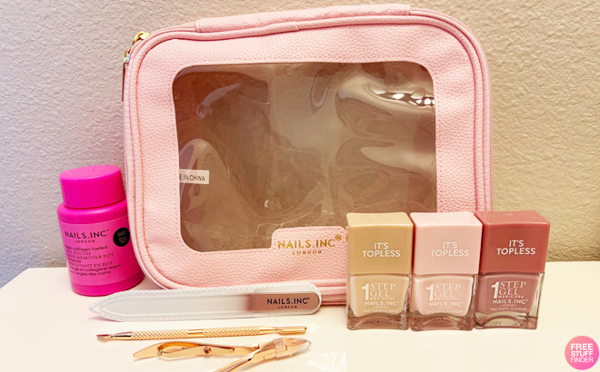 Nails Inc Its Topless 7pc Manicure Set with Bag
