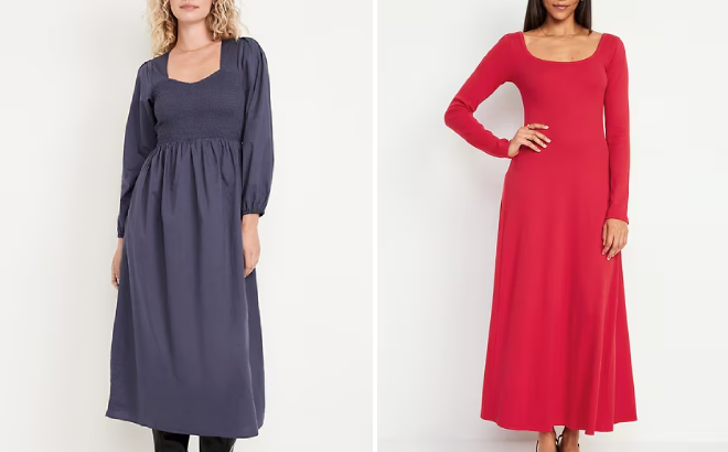 Old Navy Fit Flare Midi Dress and Fit Flare Ribbed Maxi Dress Old Navy Fit Flare Midi Dress and Fit Flare Ribbed Maxi Dress