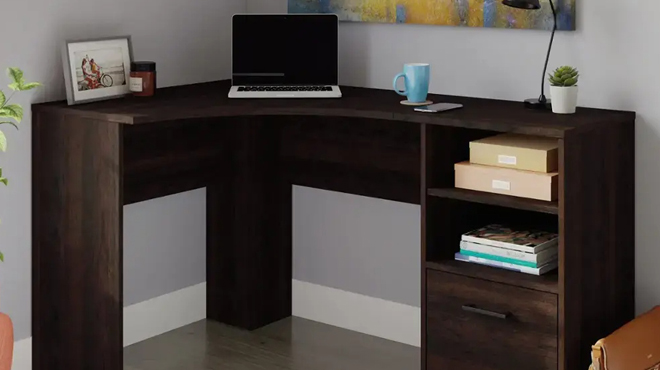 Sauder Beginings Corner Computer Desk with File Drawer