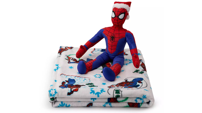 The Big One Spiderman Holiday Pillow Buddy and Throw Blanket Set
