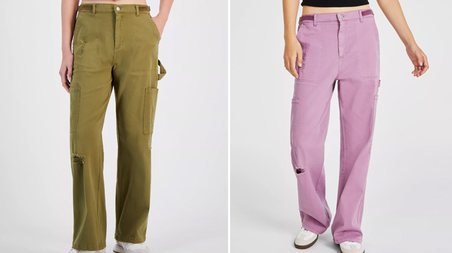 Ultra Flirt Juniors High Rise Washed Cargo Pants