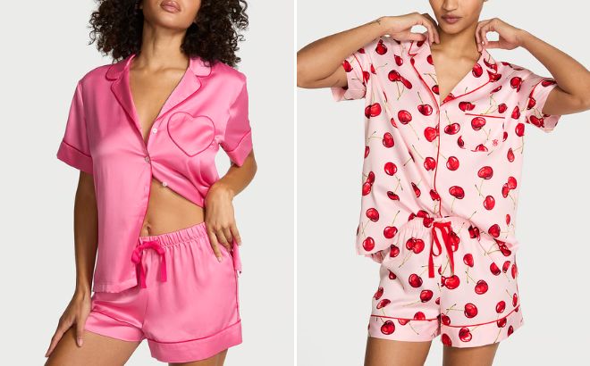 Victorias Secret Signature Satin Short Pajama Set Victorias Secret Signature Satin Short Pajama Set