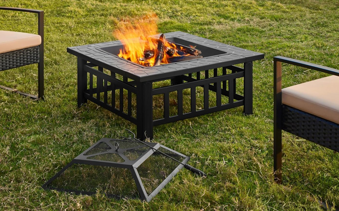 Yaheetech Multifunctional Metal Fire Pit Table