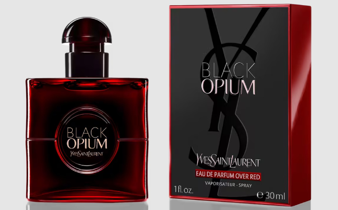Yves Saint Laurent Black Opium Eau de Parfum Over Red
