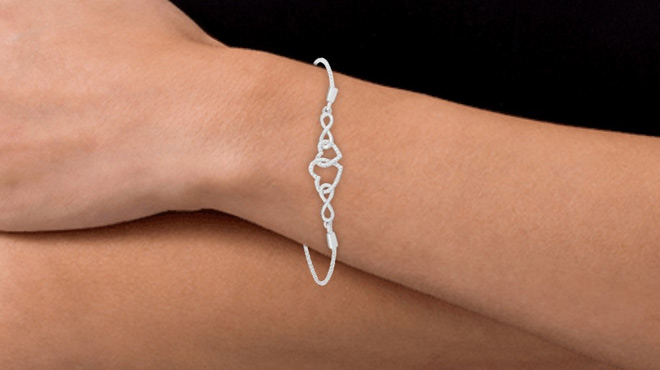 Zales Diamond Accent Double Infinity Heart Bolo Bracelet in Sterling Silver Zales Diamond Accent Double Infinity Heart Bolo Bracelet in Sterling Silver