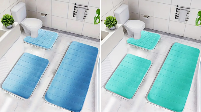 3 Piece Memory Foam Strip Bath Mats