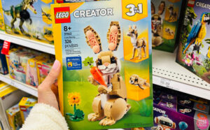 A Hand holding LEGO Creator 3 in 1 Cute Bunny Toy Box
