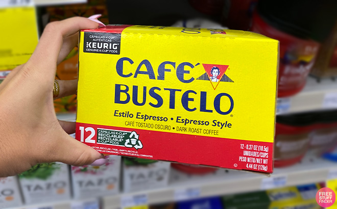 A Person Holding Cafe Bustelo Espresso Style Dark Roast Coffee