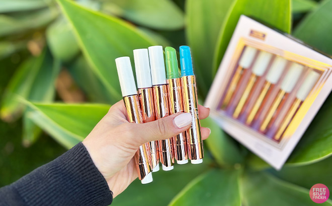 A Person Holding Five Lip Products