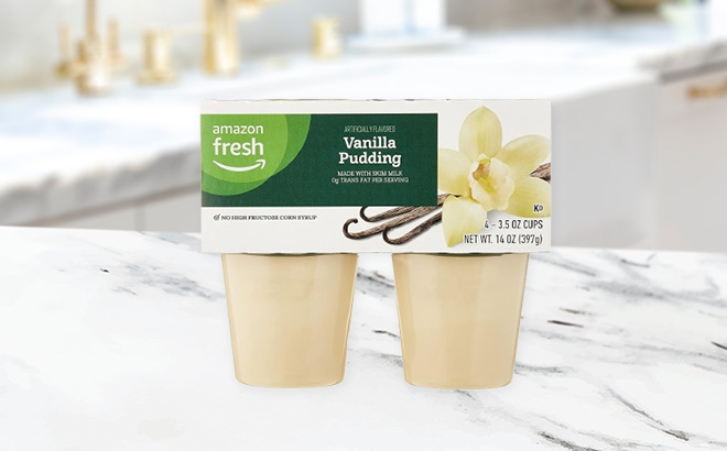 Amazon Fresh Vanilla Pudding Cups on the Table Amazon Fresh Vanilla Pudding Cups on the Table