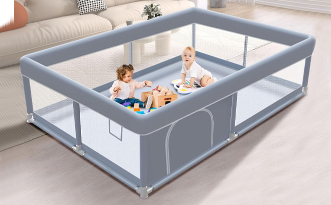 Baby Playpen in Grey Color