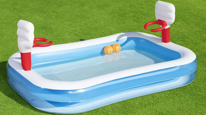 Basketball Inflatable Play Pool with Two Balls Basketball Inflatable Play Pool with Two Balls