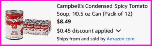 Campbells Condensed Spicy Tomato Soup Checkout Screen