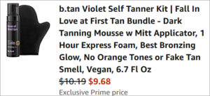 Checkout page of B Tan Violet Self Tanner Kit Love at First Tan