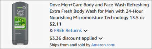 Checkout page of Dove MenCare Body Wash Checkout page of Dove MenCare Body Wash