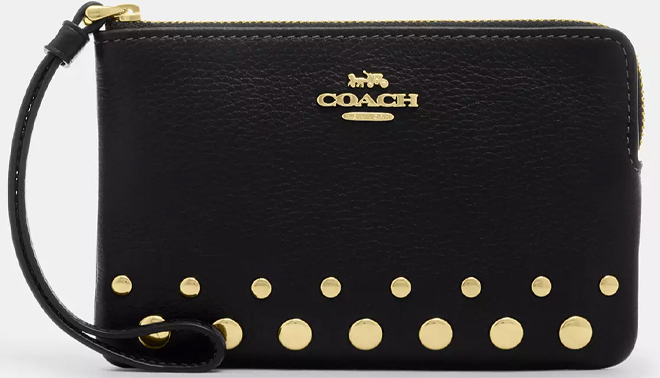 Coach Outlet Corner Zip Wristlet With Rivets Coach Outlet Corner Zip Wristlet With Rivets