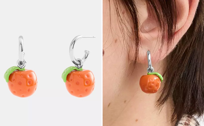 Coach Outlet Orange Huggie Earrings Coach Outlet Orange Huggie Earrings