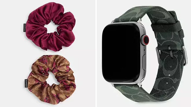 Coach Outlet Signature Bow Print Hair Ties Pack and Apple Watch Strap