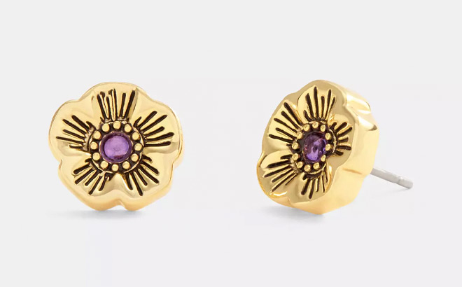 Coach Outlet Tea Rose Stone Earrings Coach Outlet Tea Rose Stone Earrings