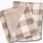 Cozy Buff Checkered Sherpa Blanket