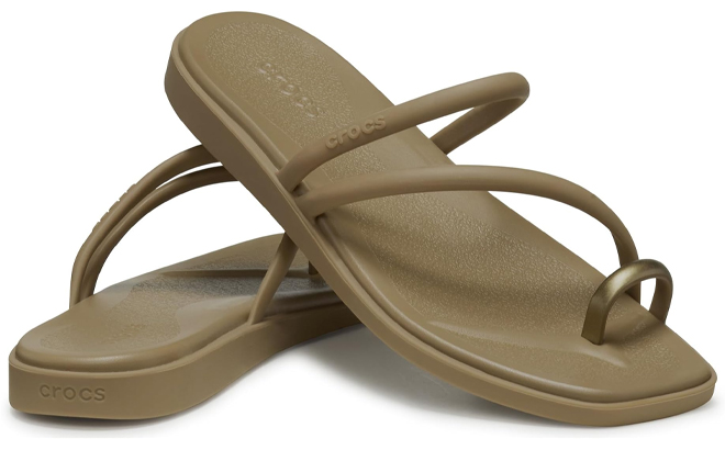Crocs Miami Toe Loop Womens Sandals in Sepia Metallic