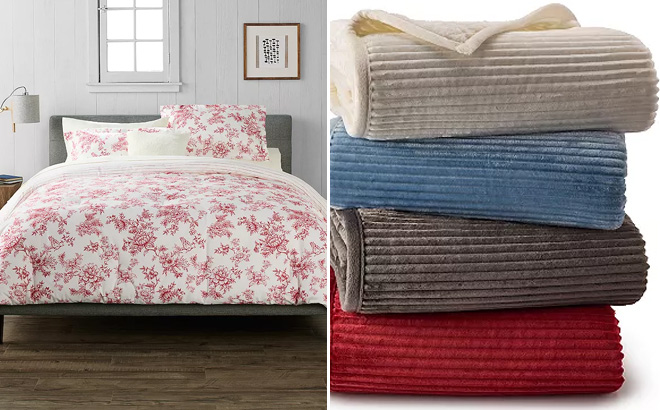 Cuddl Duds Holiday Toile Flannel Comforter Set