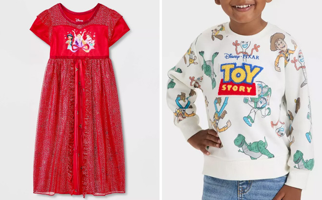 Disney Princess Toddler Girls Nightgown and Toy Story Toddler Boys Fleece Sweatshirt