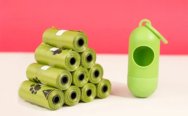 Dog Poop Bags 150 Count on a Table