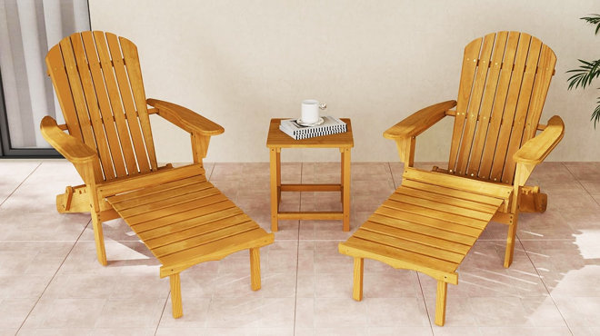 Folding Adirondack Chair with Retractable Ottoman