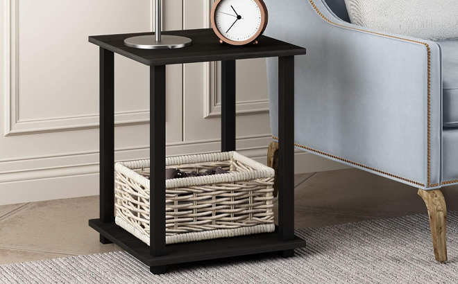 Furinno Simplistic End Table in Dark Walnut