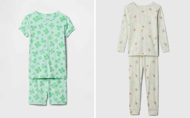 GAP Factory Kids 100 Organic Cotton Saint Patricks PJ Set and Christmas Tree PJ Set