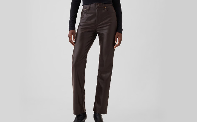 GAP High Rise Recycled Vegan Leather 90s Straight Pants