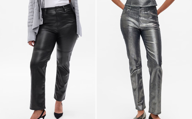 GAP High Rise Vegan Leather Cheeky Straight Pants