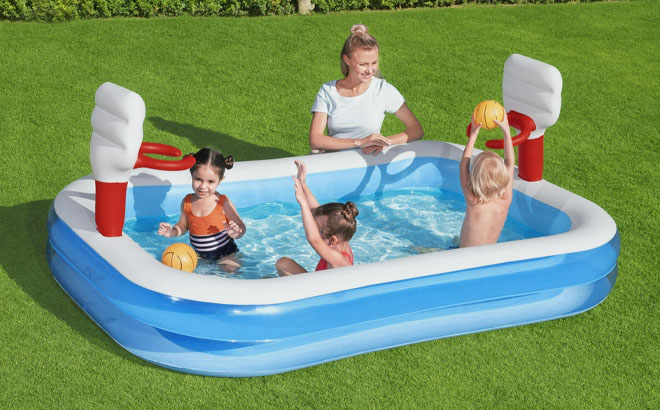 H20GO Basketball Inflatable Play Pool with Two Balls H20GO Basketball Inflatable Play Pool with Two Balls