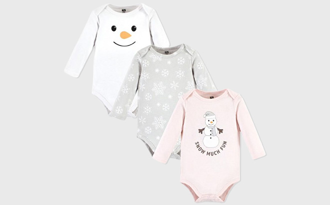 Hudson Baby Cotton Long Sleeve Bodysuit 3 Pack