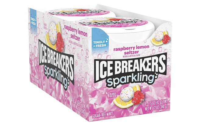 ICE BREAKERS Sparkling Raspberry Lemon Seltzer Breath Mints Tins