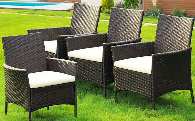 IDZO 4 Piece Wicker Dining Chairs Set