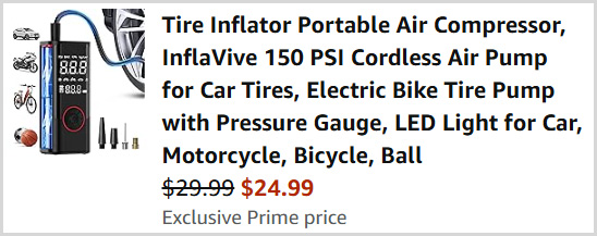 InflaVive Portable Tire Inflator at Checkout