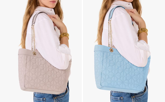 Kate Spade Flower Quilted Fabric Medium Totes