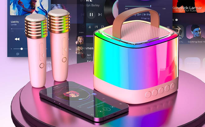 Kids Mini Karaoke Machine in pink