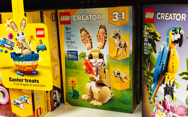 LEGO Creator 3 in 1 Cute Bunny Toy Box on a Store Shelf LEGO Creator 3 in 1 Cute Bunny Toy Box on a Store Shelf