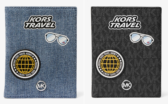 Michael Kors Jet Set Travel Medium Embellished Denim Passport Case