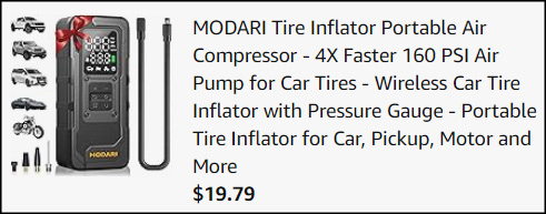 Modari Portable Tire Inflator Checkout