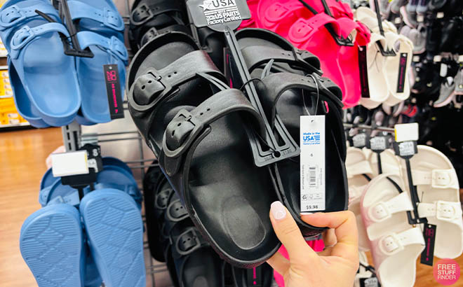 No Boundaries Womens Two Buckle Slide Sandals